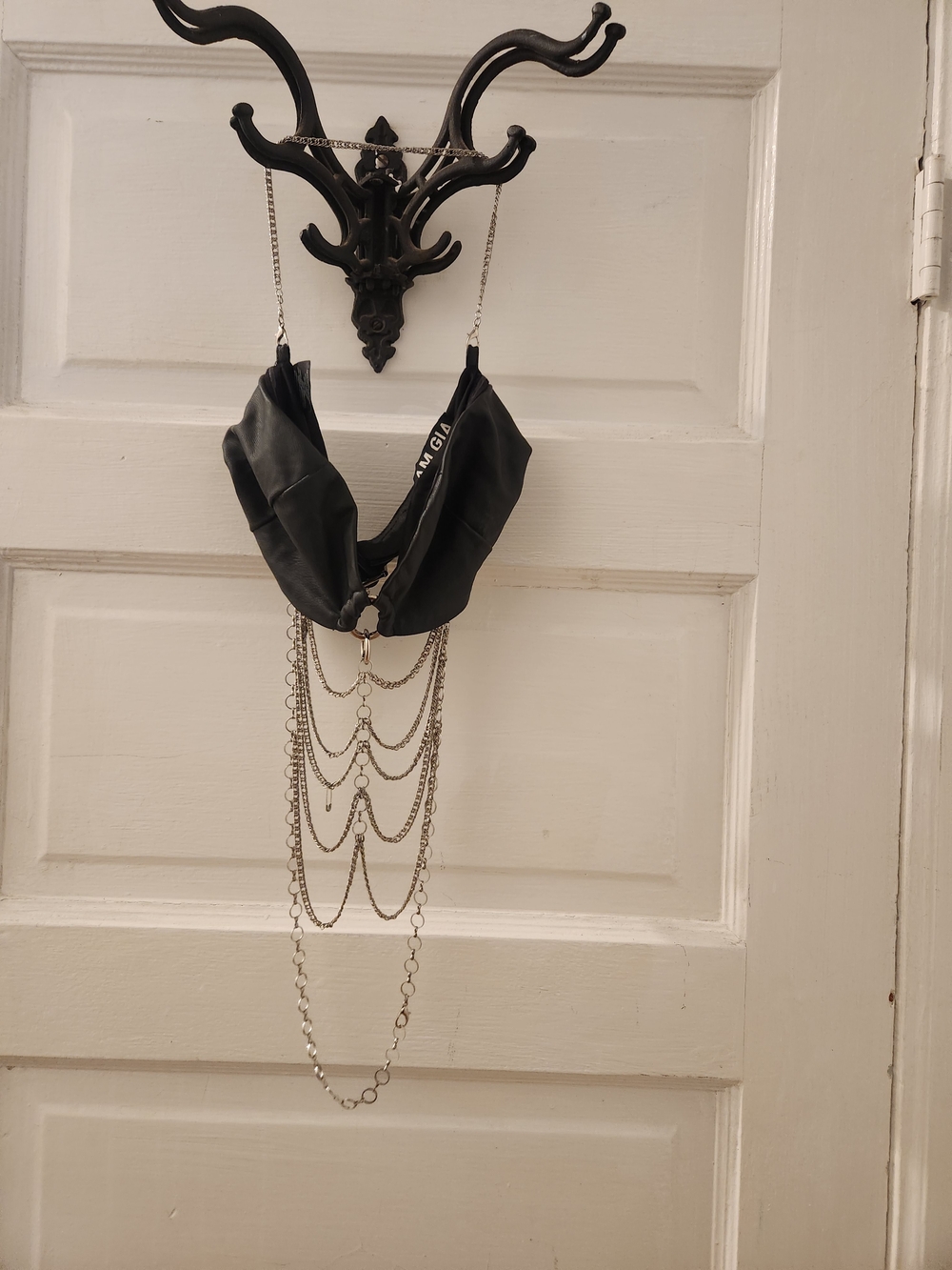 I.AM.GIA Black Faux Leather Chain Body Harness